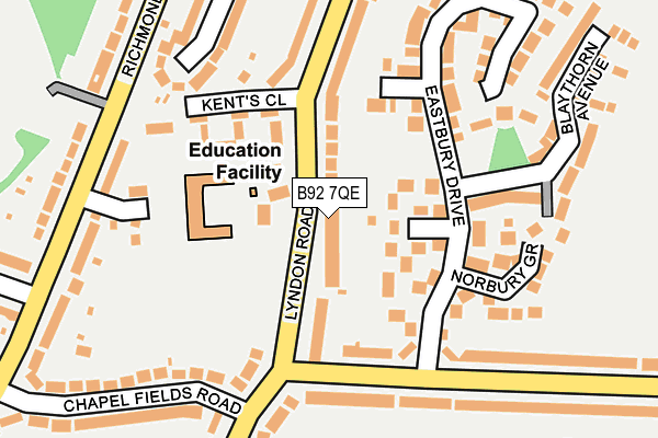 B92 7QE map - OS OpenMap – Local (Ordnance Survey)