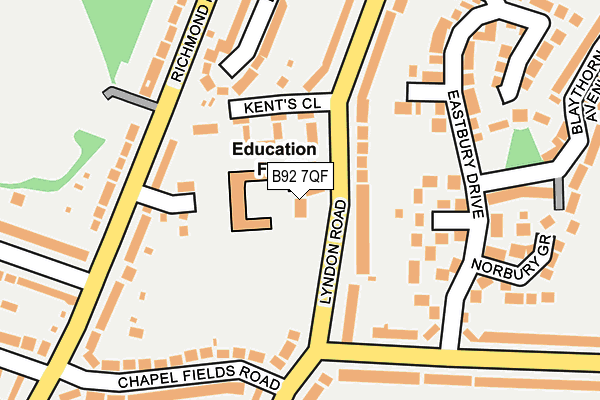 B92 7QF map - OS OpenMap – Local (Ordnance Survey)