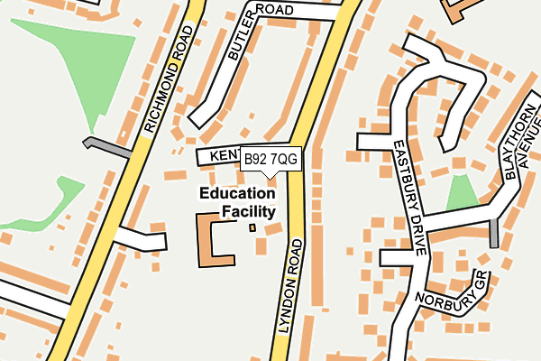 B92 7QG map - OS OpenMap – Local (Ordnance Survey)