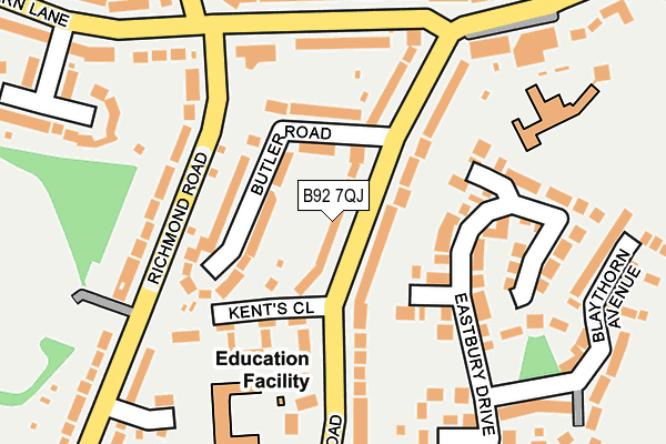 B92 7QJ map - OS OpenMap – Local (Ordnance Survey)