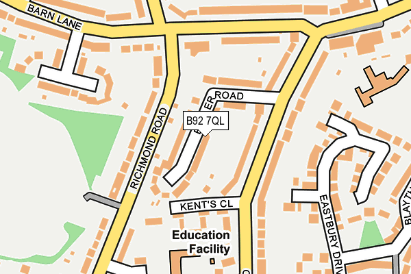 B92 7QL map - OS OpenMap – Local (Ordnance Survey)