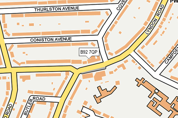 B92 7QP map - OS OpenMap – Local (Ordnance Survey)
