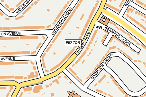 B92 7QR map - OS OpenMap – Local (Ordnance Survey)