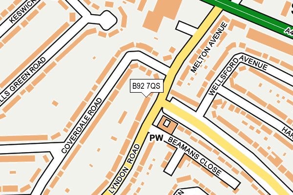 B92 7QS map - OS OpenMap – Local (Ordnance Survey)