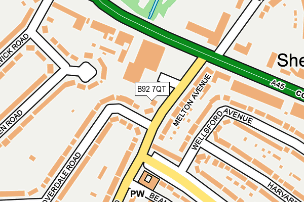 B92 7QT map - OS OpenMap – Local (Ordnance Survey)