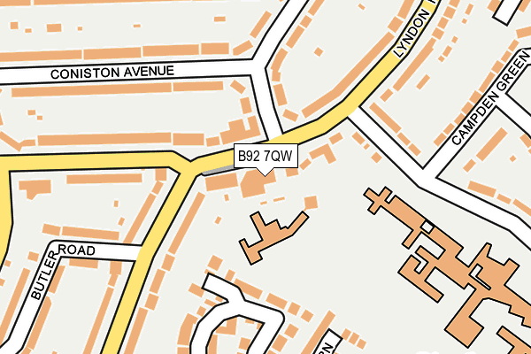 B92 7QW map - OS OpenMap – Local (Ordnance Survey)