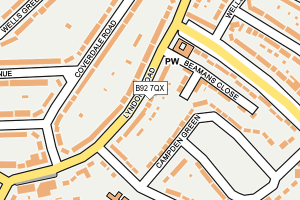 B92 7QX map - OS OpenMap – Local (Ordnance Survey)