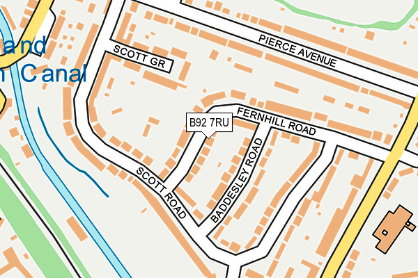B92 7RU map - OS OpenMap – Local (Ordnance Survey)