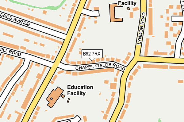 B92 7RX map - OS OpenMap – Local (Ordnance Survey)