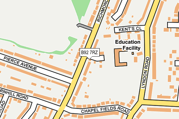 B92 7RZ map - OS OpenMap – Local (Ordnance Survey)