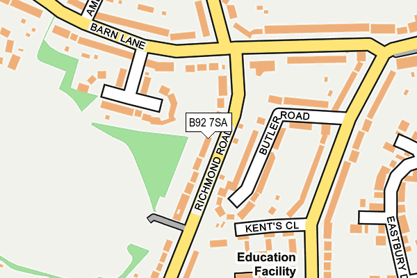 B92 7SA map - OS OpenMap – Local (Ordnance Survey)