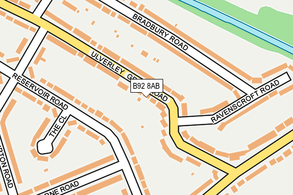 B92 8AB map - OS OpenMap – Local (Ordnance Survey)