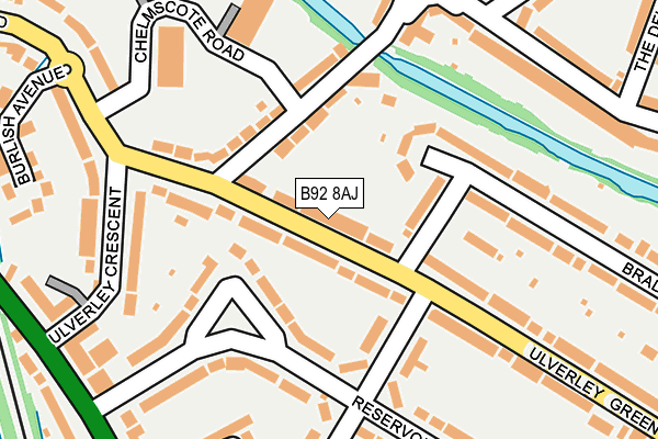 B92 8AJ map - OS OpenMap – Local (Ordnance Survey)