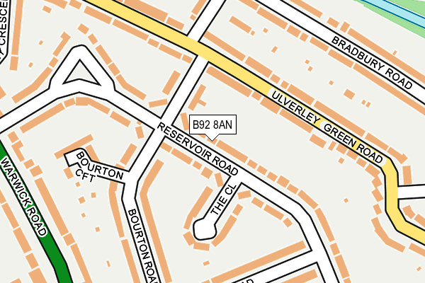 B92 8AN map - OS OpenMap – Local (Ordnance Survey)