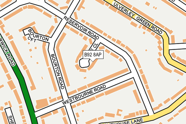 B92 8AP map - OS OpenMap – Local (Ordnance Survey)
