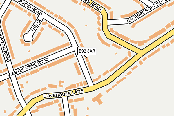 B92 8AR map - OS OpenMap – Local (Ordnance Survey)