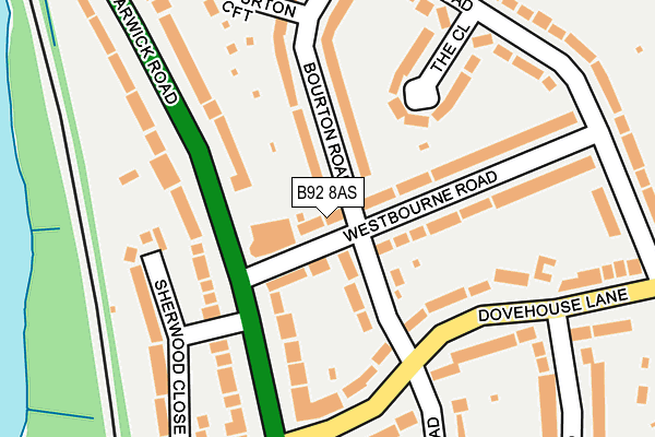 B92 8AS map - OS OpenMap – Local (Ordnance Survey)