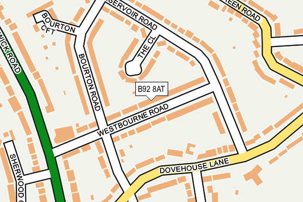 B92 8AT map - OS OpenMap – Local (Ordnance Survey)
