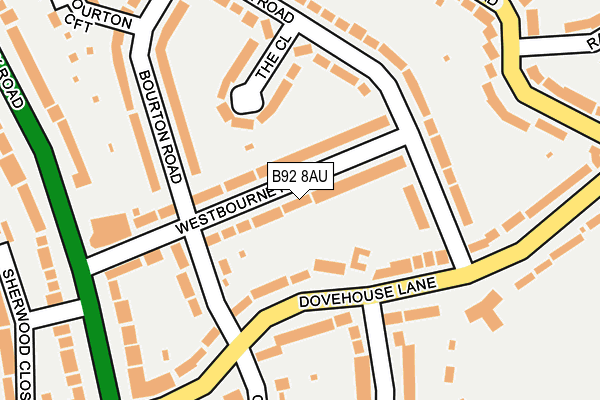 B92 8AU map - OS OpenMap – Local (Ordnance Survey)