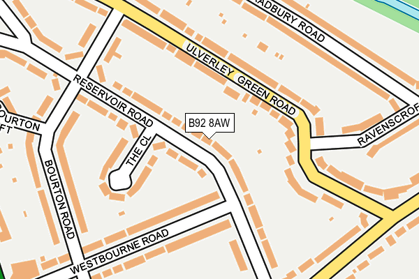 B92 8AW map - OS OpenMap – Local (Ordnance Survey)