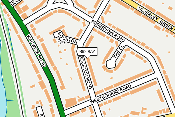 B92 8AY map - OS OpenMap – Local (Ordnance Survey)