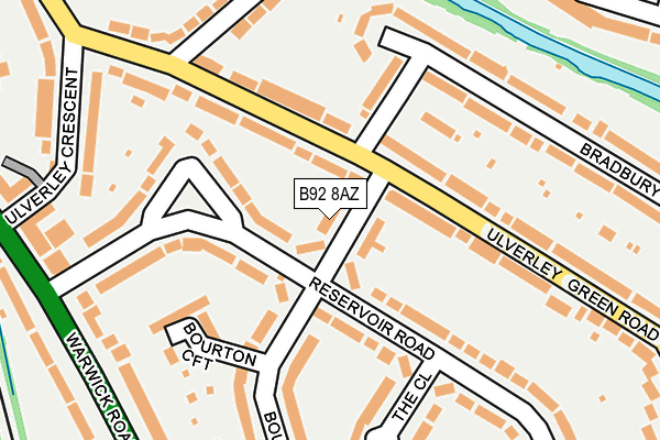 B92 8AZ map - OS OpenMap – Local (Ordnance Survey)