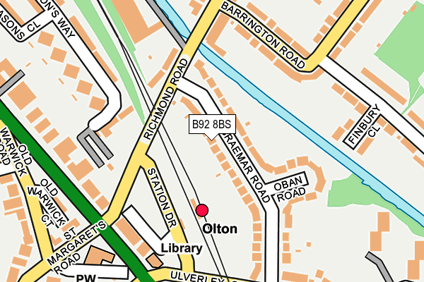 B92 8BS map - OS OpenMap – Local (Ordnance Survey)