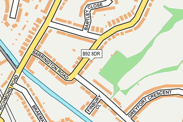 B92 8DR map - OS OpenMap – Local (Ordnance Survey)