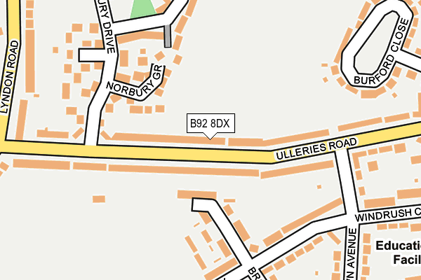 B92 8DX map - OS OpenMap – Local (Ordnance Survey)