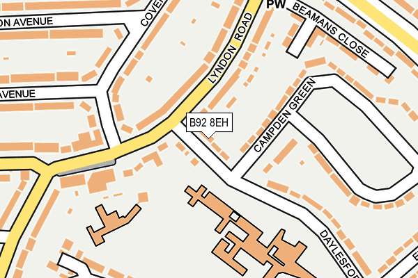 B92 8EH map - OS OpenMap – Local (Ordnance Survey)