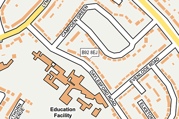 B92 8EJ map - OS OpenMap – Local (Ordnance Survey)