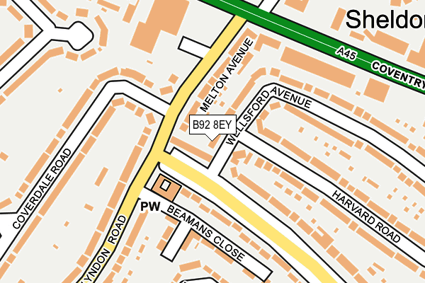 B92 8EY map - OS OpenMap – Local (Ordnance Survey)