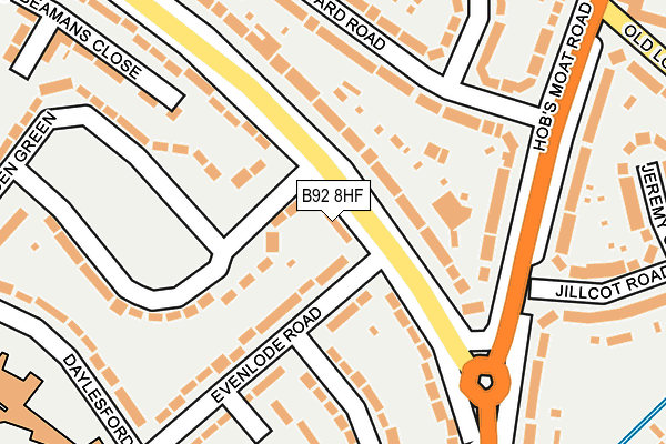 B92 8HF map - OS OpenMap – Local (Ordnance Survey)