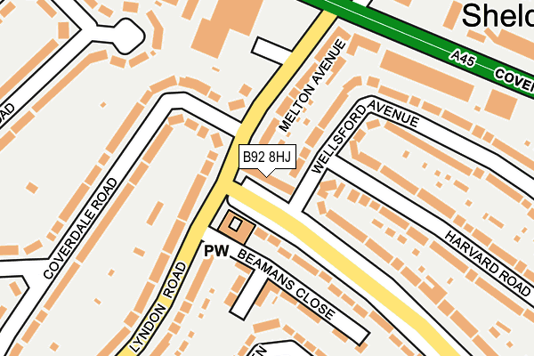 B92 8HJ map - OS OpenMap – Local (Ordnance Survey)