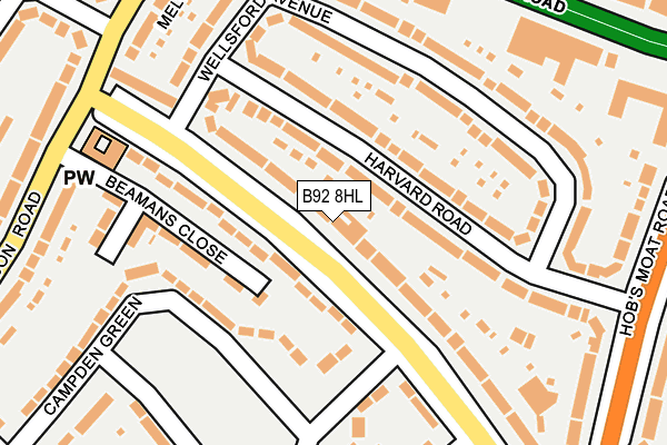 B92 8HL map - OS OpenMap – Local (Ordnance Survey)