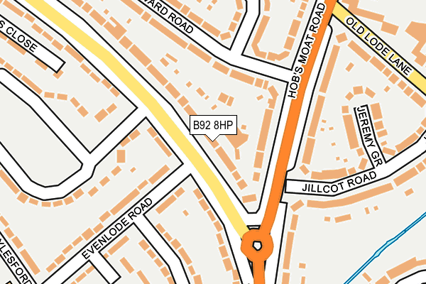 B92 8HP map - OS OpenMap – Local (Ordnance Survey)