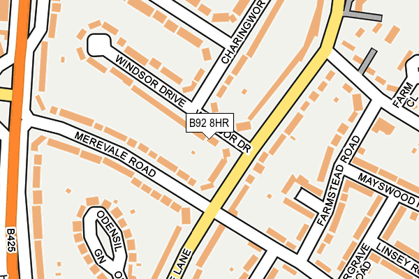 B92 8HR map - OS OpenMap – Local (Ordnance Survey)