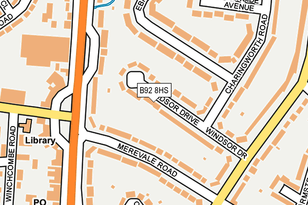 B92 8HS map - OS OpenMap – Local (Ordnance Survey)
