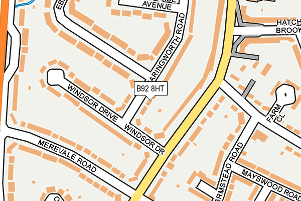 B92 8HT map - OS OpenMap – Local (Ordnance Survey)