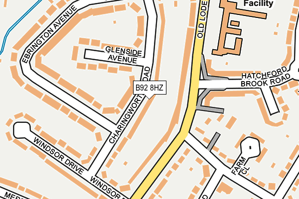 B92 8HZ map - OS OpenMap – Local (Ordnance Survey)