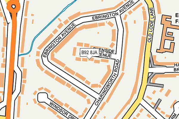 B92 8JA map - OS OpenMap – Local (Ordnance Survey)