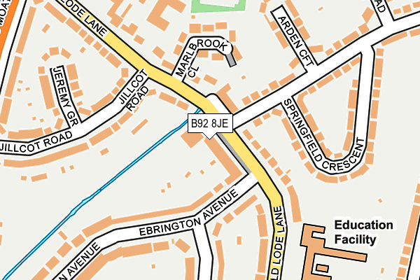 B92 8JE map - OS OpenMap – Local (Ordnance Survey)