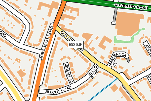 B92 8JF map - OS OpenMap – Local (Ordnance Survey)