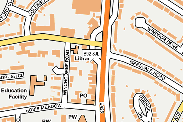 B92 8JL map - OS OpenMap – Local (Ordnance Survey)