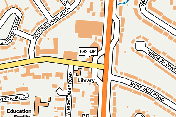 B92 8JP map - OS OpenMap – Local (Ordnance Survey)