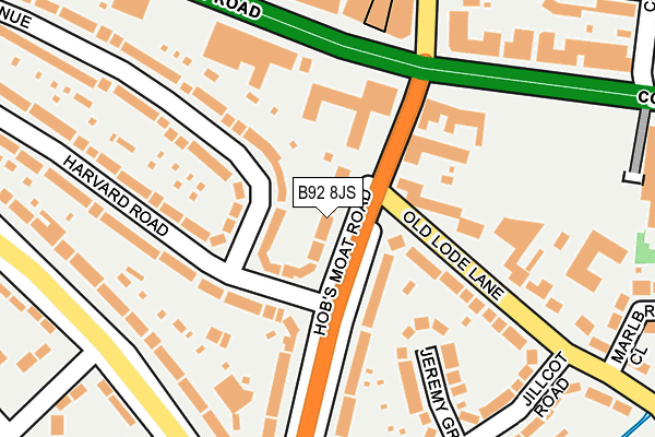 B92 8JS map - OS OpenMap – Local (Ordnance Survey)