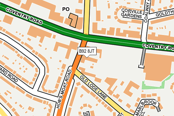 B92 8JT map - OS OpenMap – Local (Ordnance Survey)