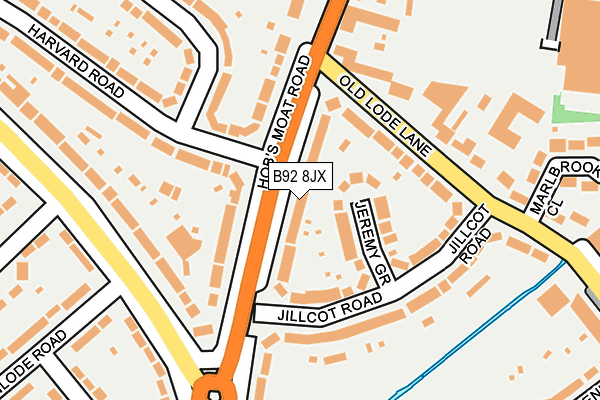 B92 8JX map - OS OpenMap – Local (Ordnance Survey)