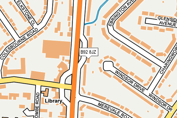 B92 8JZ map - OS OpenMap – Local (Ordnance Survey)