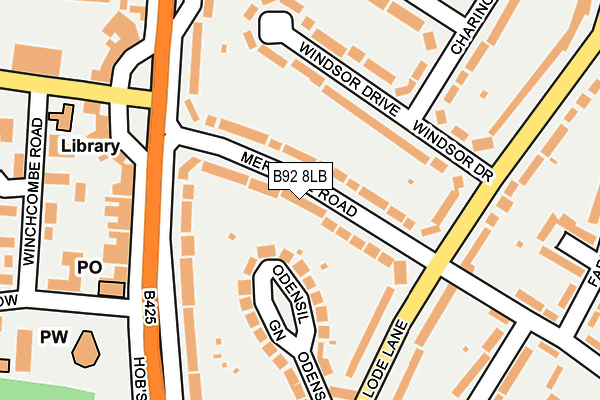 B92 8LB map - OS OpenMap – Local (Ordnance Survey)